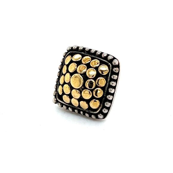 John Hardy Estate Single Earring With Plastic Disk Back 18k Y Gold + Silver JH30 - Picture 6 of 6